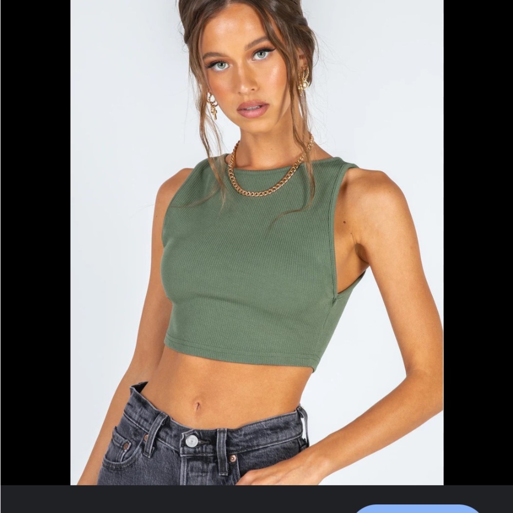 $10 sale Princess Polly Laila Classic Crop Tank Top 0 army green